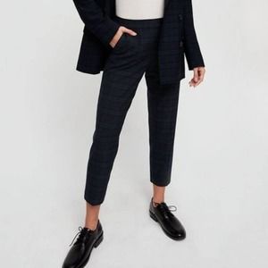 Aritzia Babaton Conan Navy Tartan Plaid Pattern Pants Blackwatch